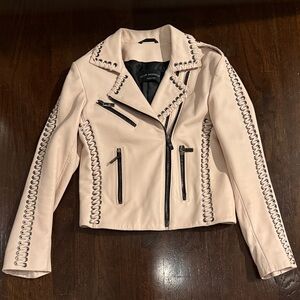 Nour Hammour Dusty Pink Leather Jacket France Size 36